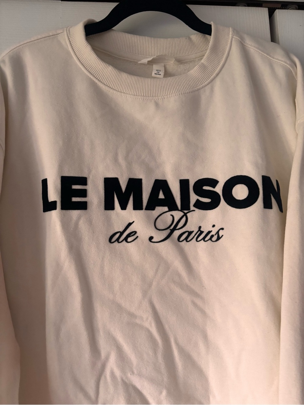 H&M Light Cream Ribbed-Neck Sweatshirt - Picture 4 of 6